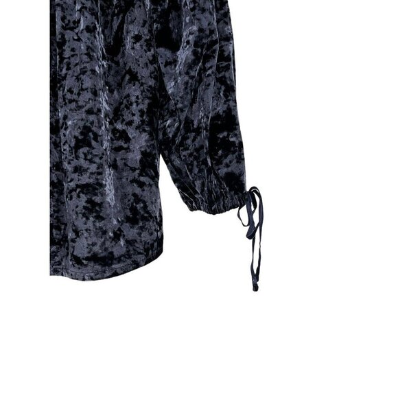 American Eagle Outfitters Blouse Women Small Velour Velvet Blue Peasant Boho Top - Picture 14 of 16